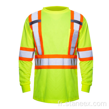 Sécurité réfléchissante Chemise à haute visibilité Chemises de travail jaunes